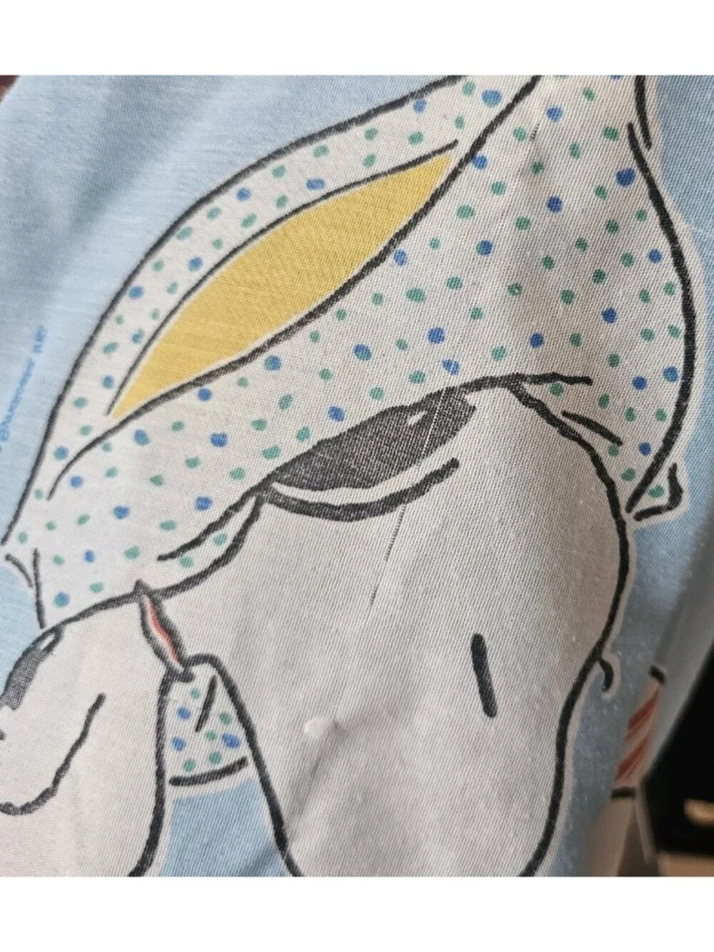 VTG Peanuts Snoopy Sleeping Expressions Full Flat Bed Sheet Blue Bibb Co Fabric